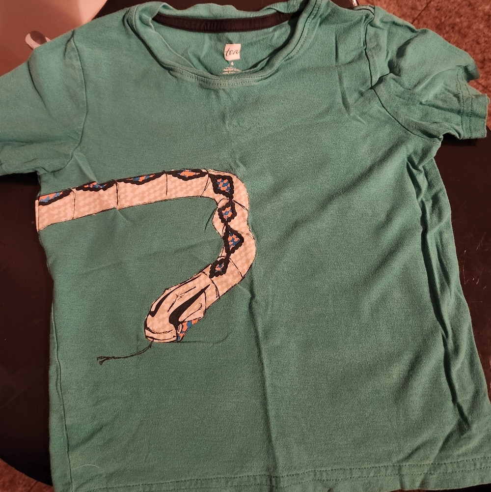 Tea Collection Teal Kids Tee with Snake Design